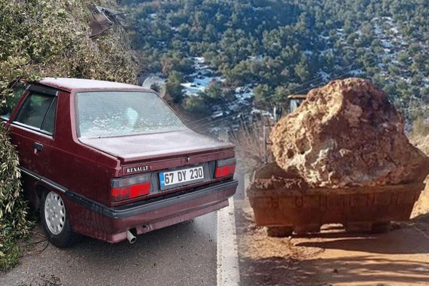 Ereğli Yolunda Heyelan: Otomobil Hasar Gördü, Trafik Kapatıldı