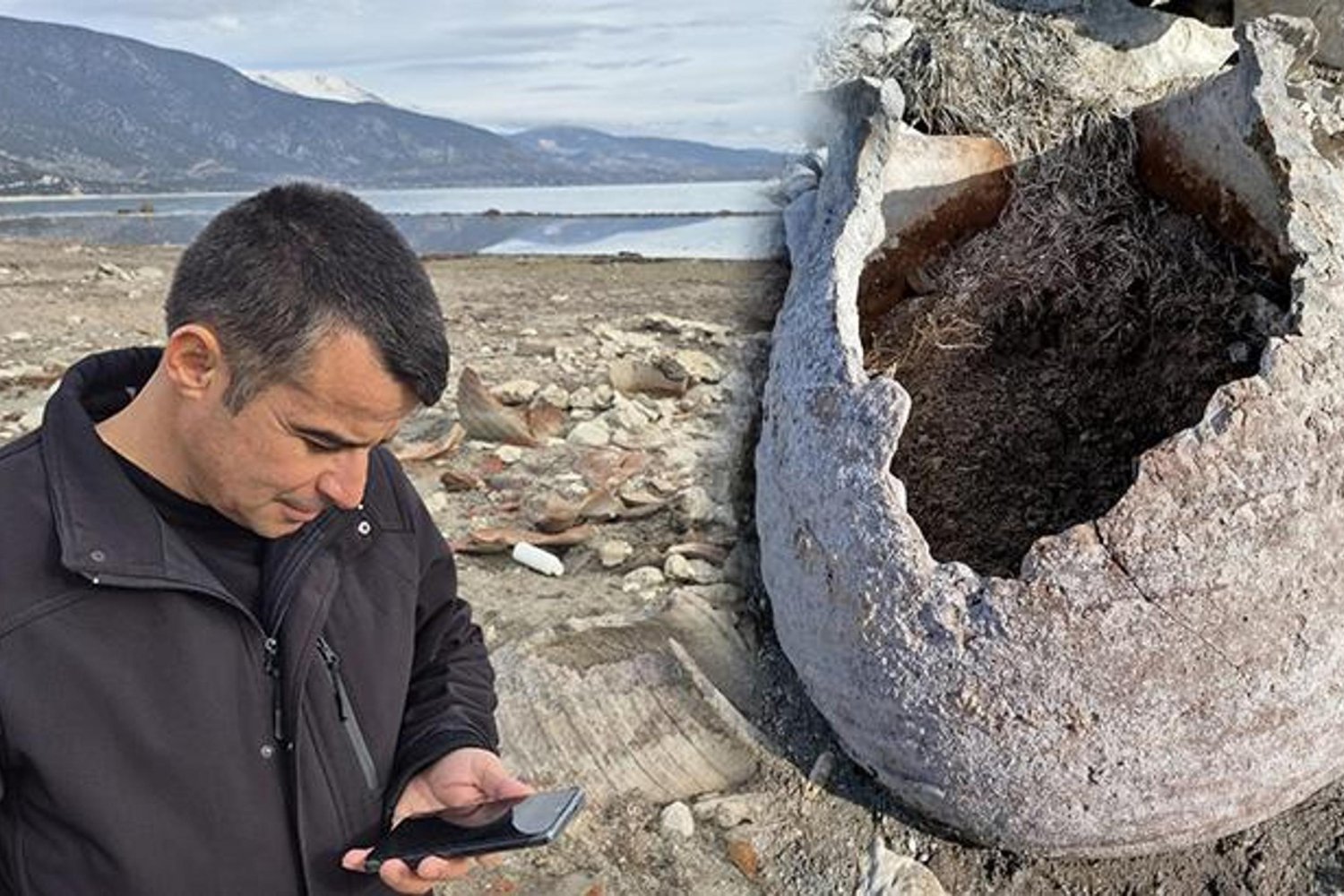 Kuraklıkla Açığa Çıkan Eski Küpler ve İnsan Kalıntıları Görevli Uzmanları Bekliyor