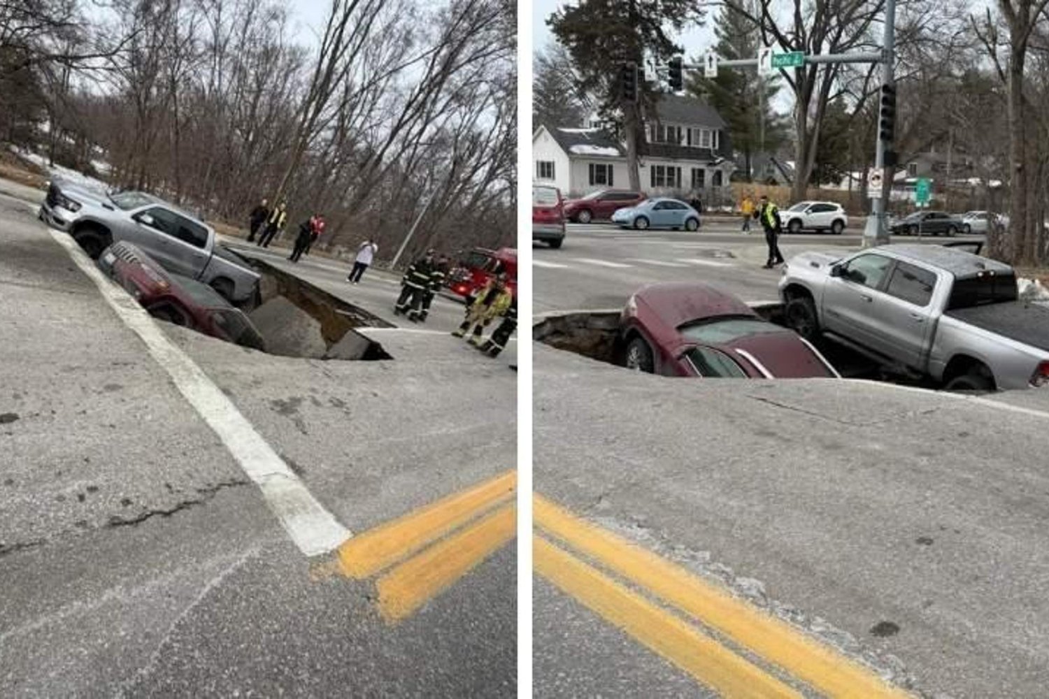 Nebraska Omaha'da Kırmızı Işıkta Duran Araçlar Çukura Düştü: Güvenlik Kamerası Kameralara Yansıdı