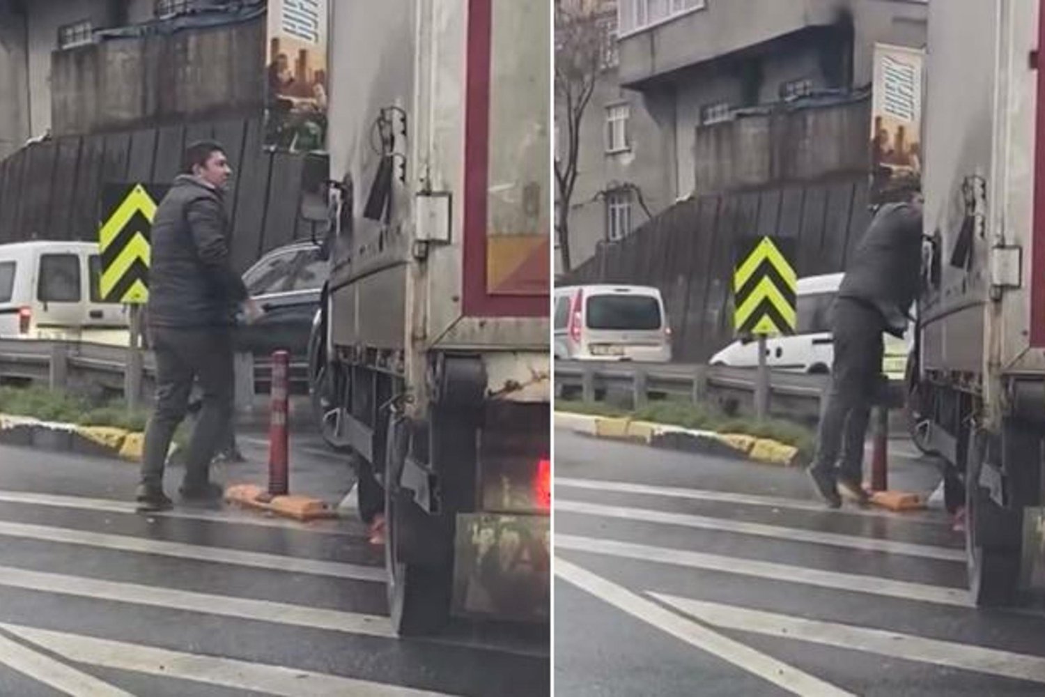 Otomobil ve Kamyonet Çatışması Güvenlik Kamerasında: Tartışma Şiddetlendi