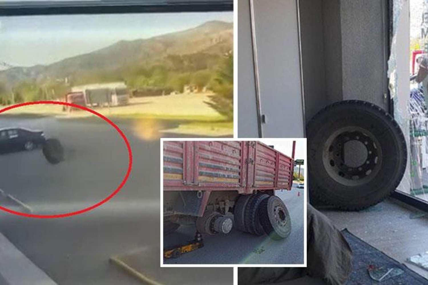 Amasya-Samsun yolunda Kamyon Tekerleği Mağazayı Vurdu: Şans Eseri Yaralanma Yok