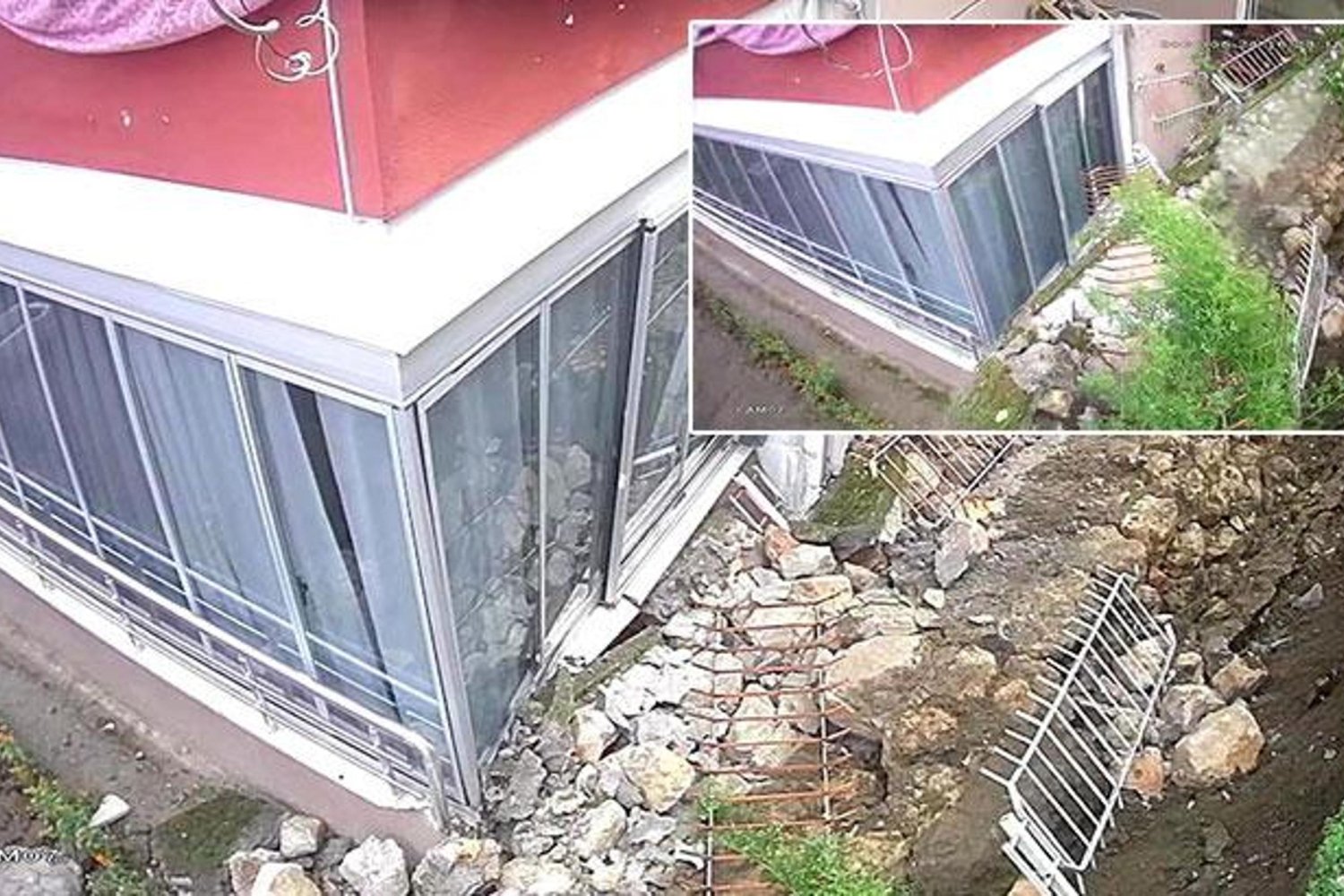 Amasya'da 3 Metrelik Duvar Çökerek Bina Hasarına Neden Oldu!